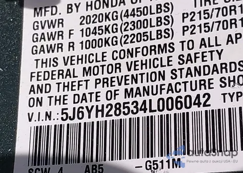 2004 Honda Element Ex из США, поврежденный, VIN 5J6YH28534L006042